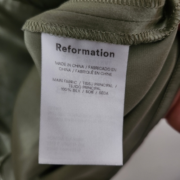 Reformation | Alanis 100% Silk Mini Dress in Sage Green - Size 2 - Picture 10 of 10